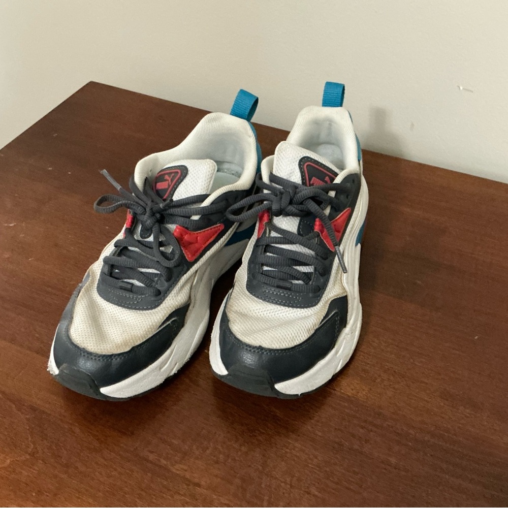 Puma Kids Sneakers - Red, Gray, and Blue on White